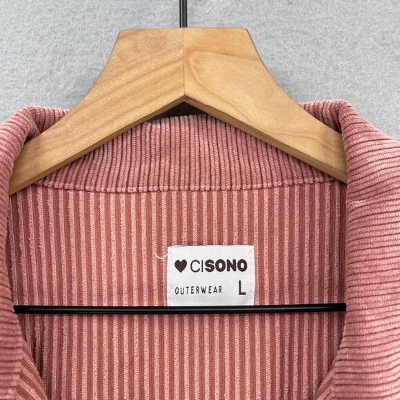 Ci Sono Shacket Womens Large Pink Corduroy Oversized Shirt Jacket Casual Comfy - Picture 2 of 9